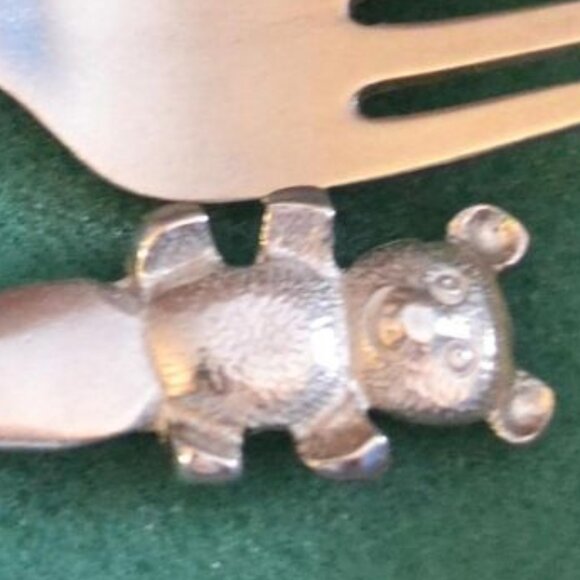 Vintage Webb Silver Company Teddy Bear Fork And Spoon New In Box Child's Utensil - Picture 3 of 3